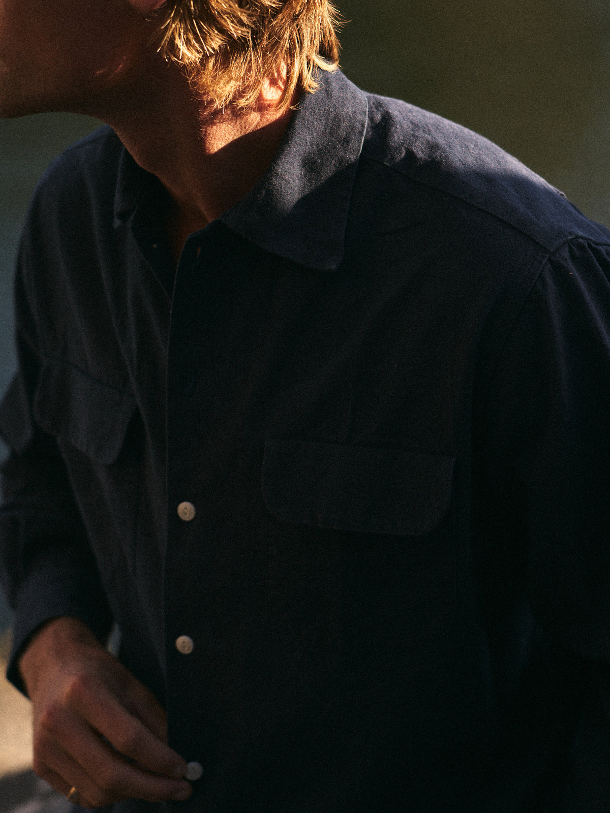 RIVIERA JAPANESE LINEN SHIRT - NAVY