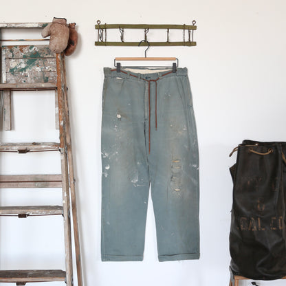 1950'S GREEN PAINTED AND REPAIRED CHINOS (35)