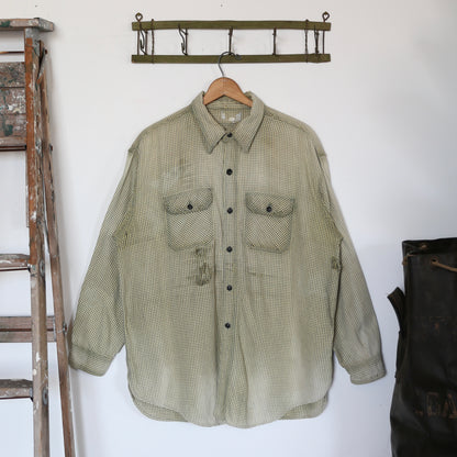 1940S GREEN WOVEN FLANNEL (XL)