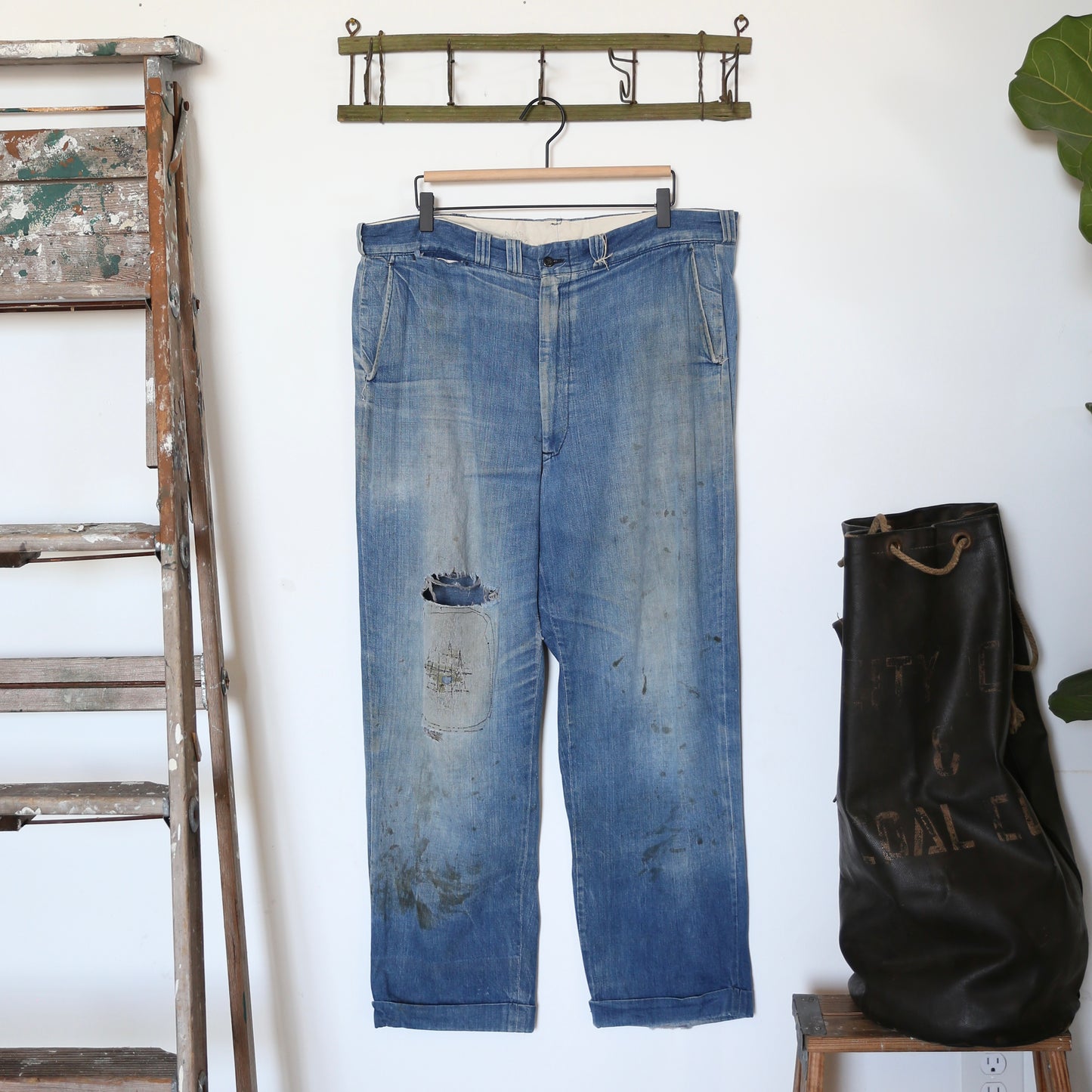 1960S REPAIRED DENIM CHINOS (38)