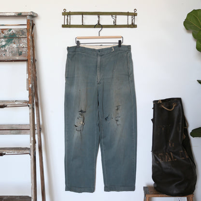 1960S GREEN REPAIRED CHINOS (35)