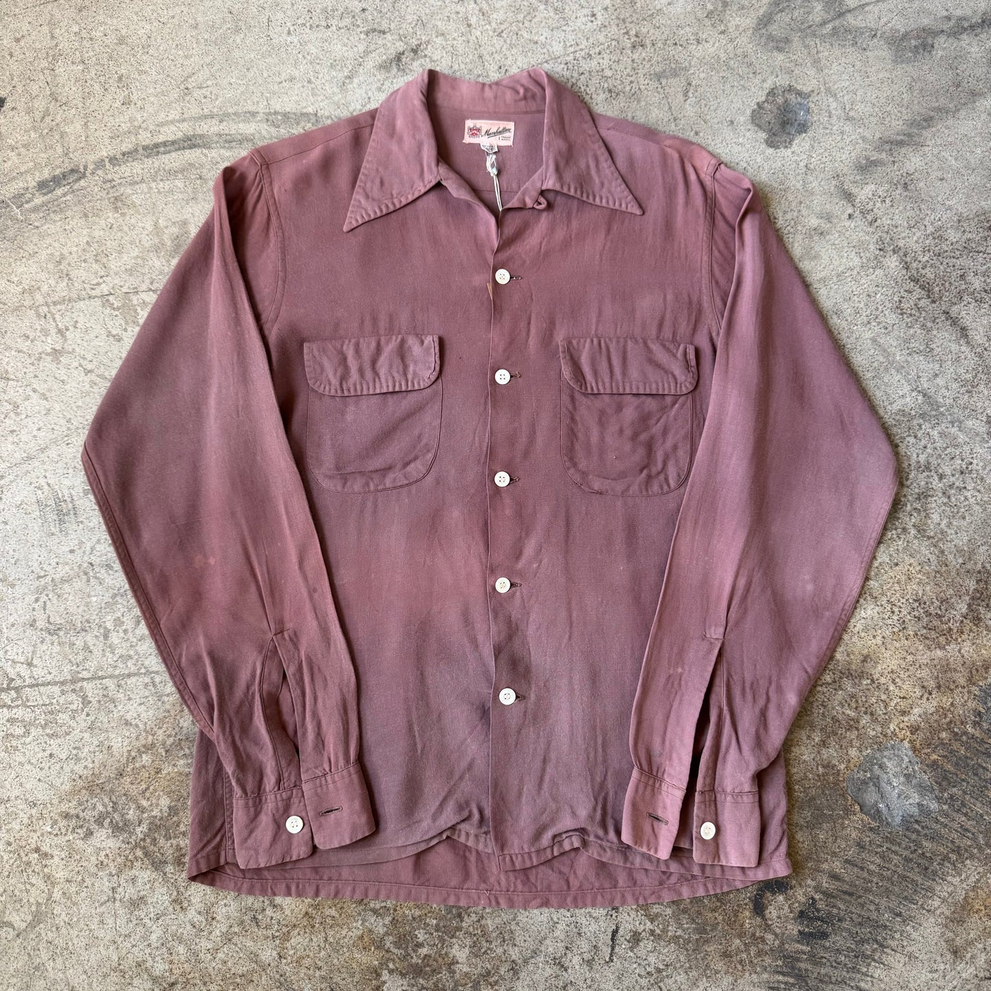 1950'S MAROON RAYON SHIRT (S)