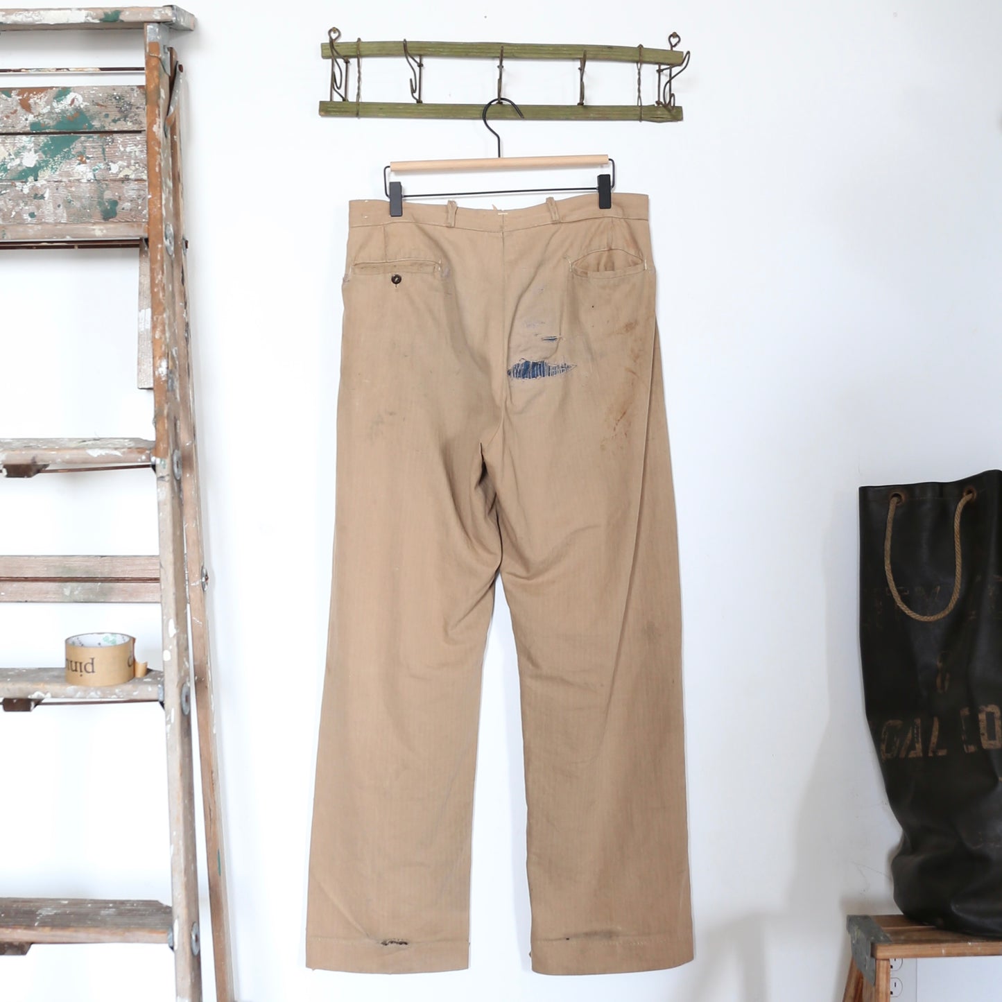 1940'S HBT REPAIRED CHINOS