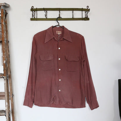 50'S MAROON FLAP POCKET RAYON SHIRT