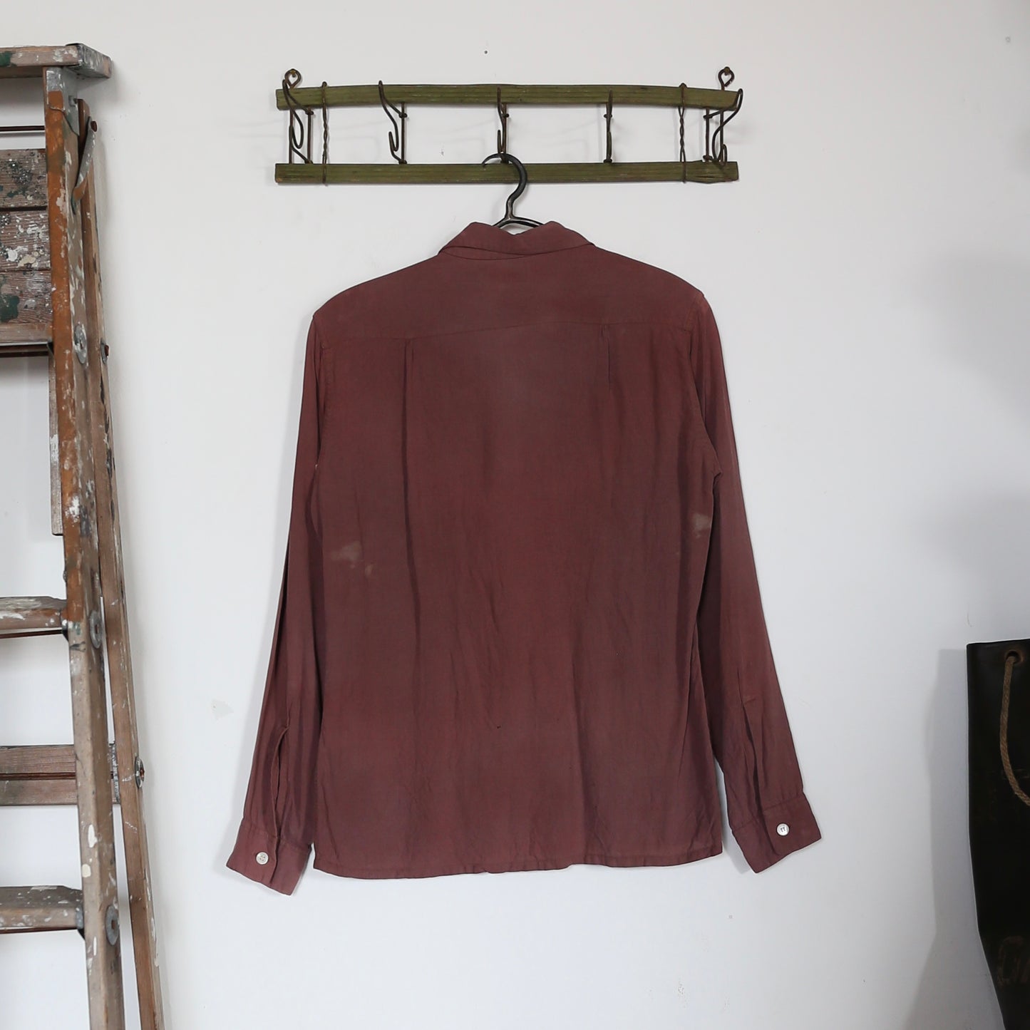 50'S MAROON FLAP POCKET RAYON SHIRT