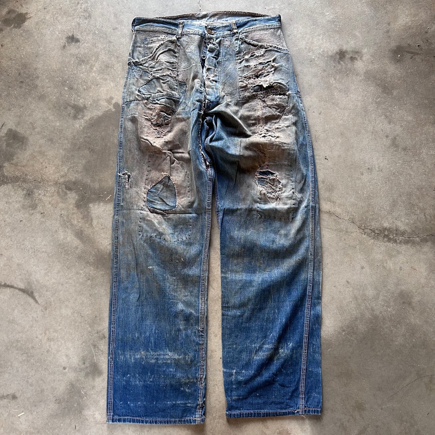 WW2 ERA "NEVER WEAR OUT" BUCKLE BACK JEANS