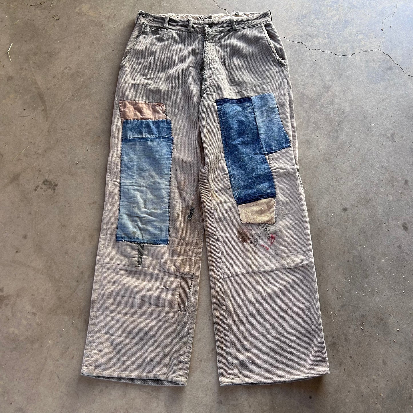 1940S FADED REPAIRED CORDUROY PANTS