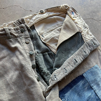 1940S FADED REPAIRED CORDUROY PANTS