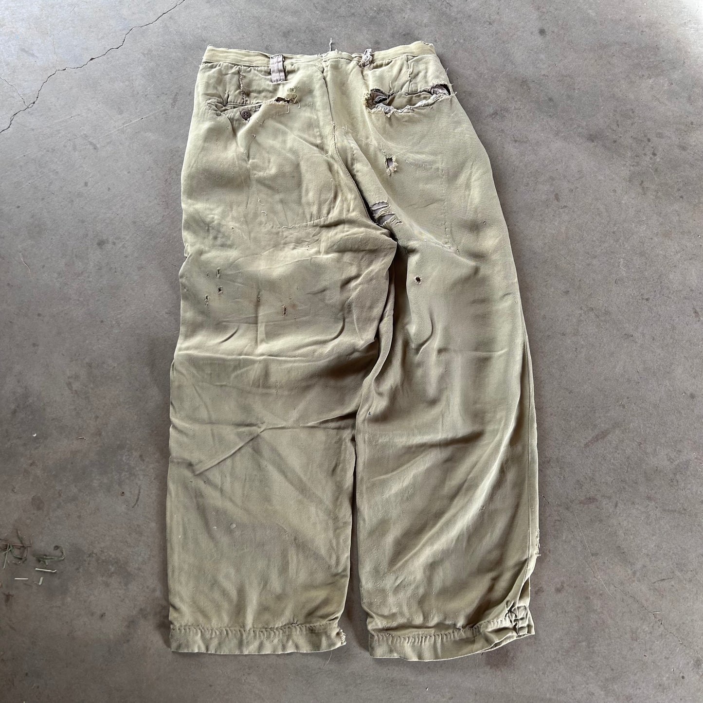 1940S GABARDINE REPAIRED PANTS