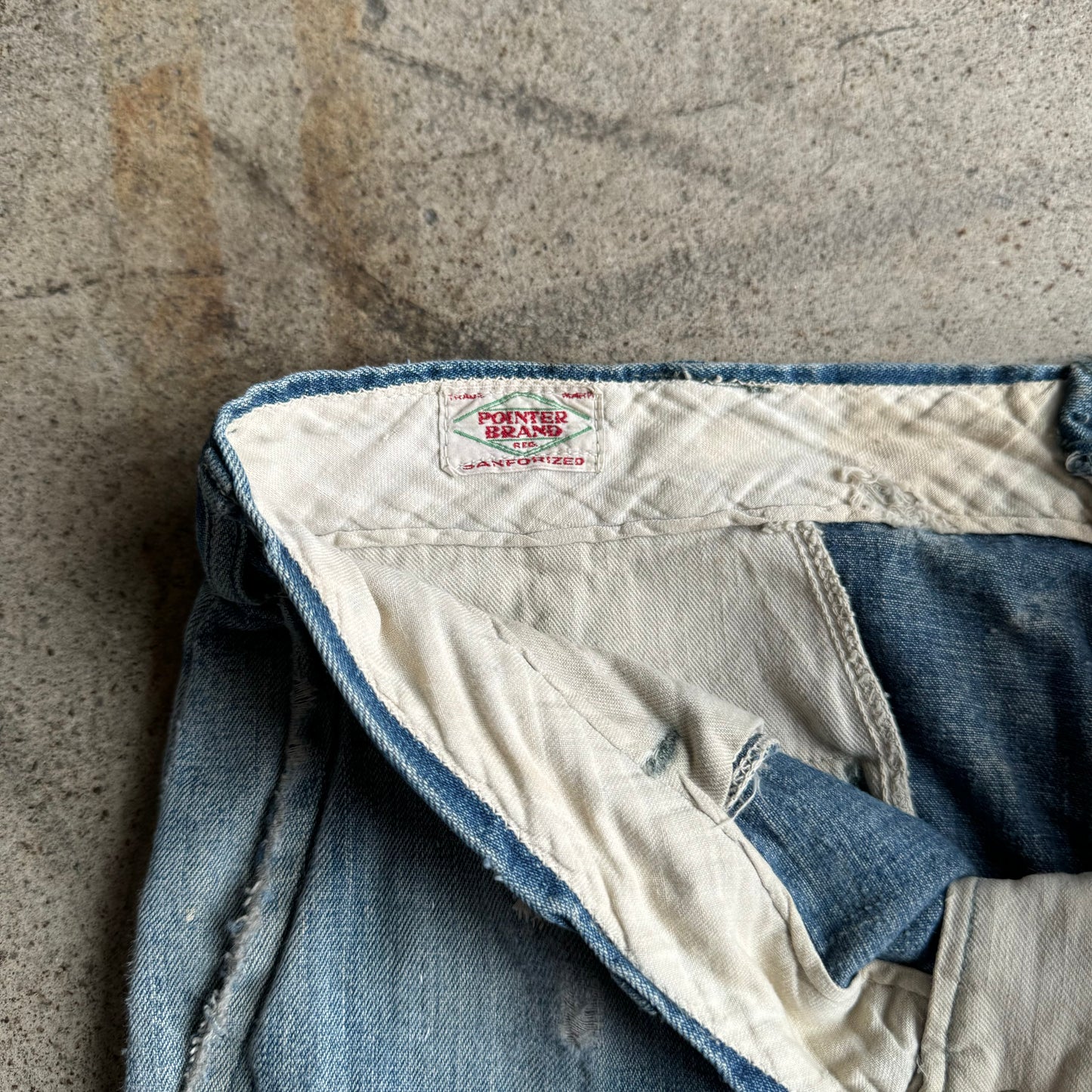 1940S POINER REPAIRED DENIM CHINOS