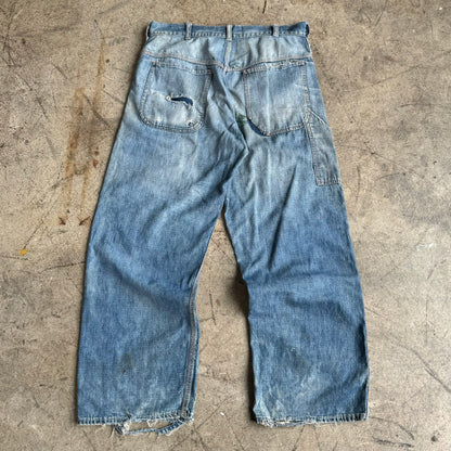 1940S REPAIRED DONUT BUTTON JEANS