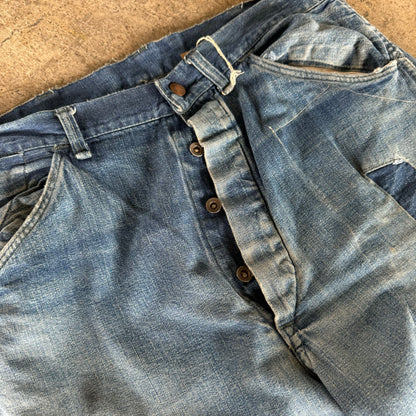 1940S REPAIRED DONUT BUTTON JEANS