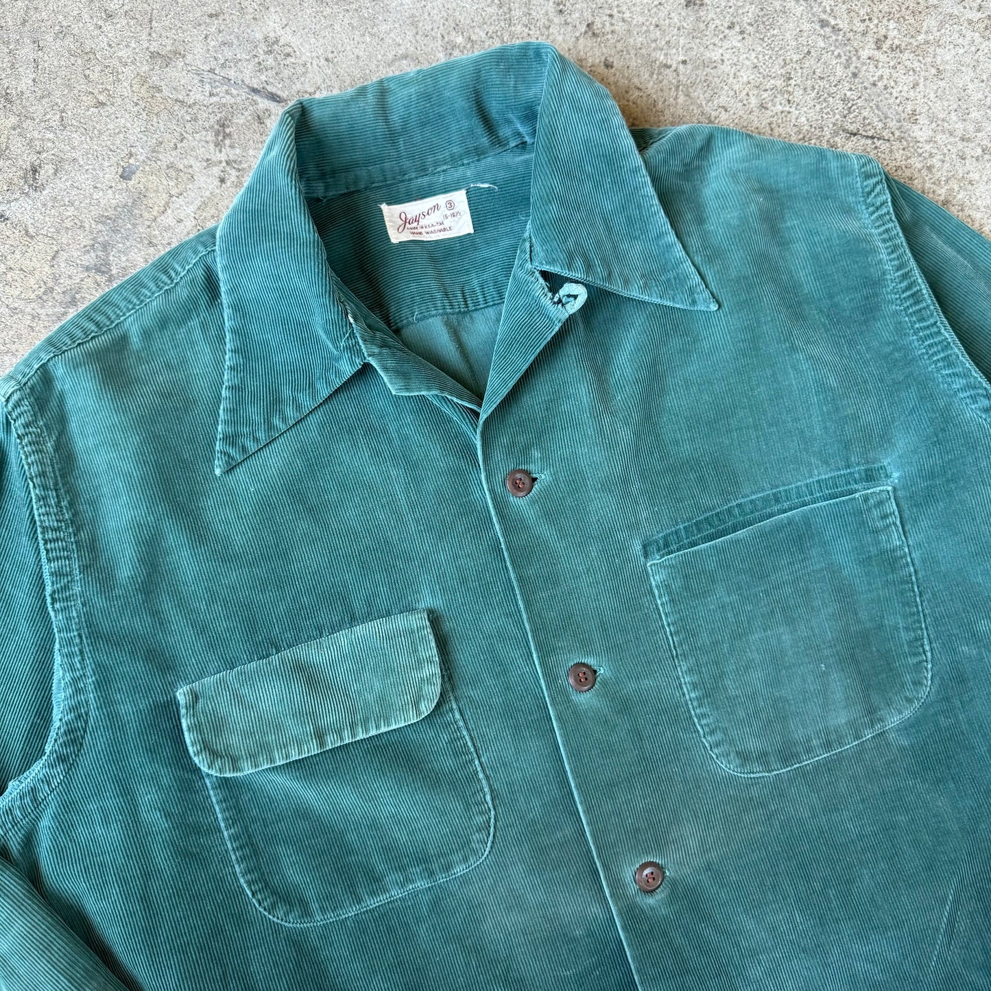 1950S FLAP POCKET GREEN CORD LOOP COLLAR (L)