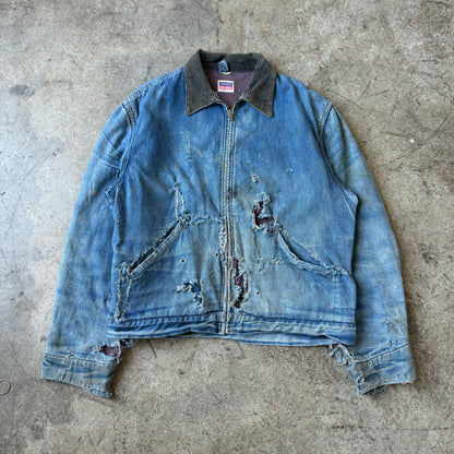 1950S BIG MAC THRASHED CROPPED DENIM WORK JACKET