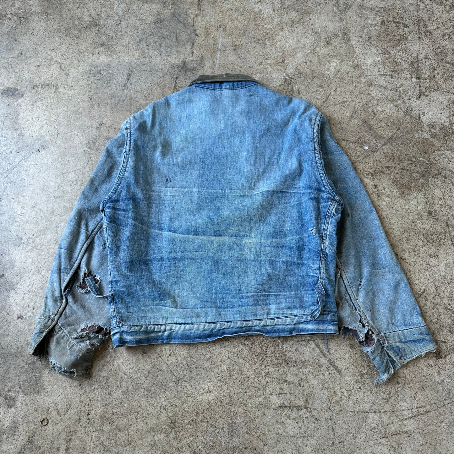 1950S BIG MAC THRASHED CROPPED DENIM WORK JACKET