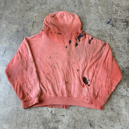 1960S THRASHED BURNT ORANGE THERMAL ZIP-UP