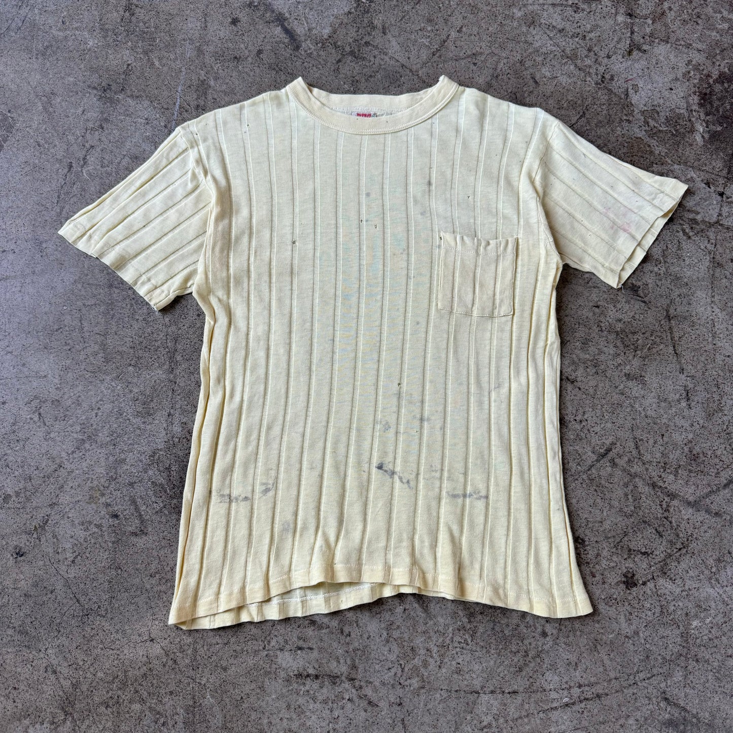 1940S HANES RIBBED POCKET TEE