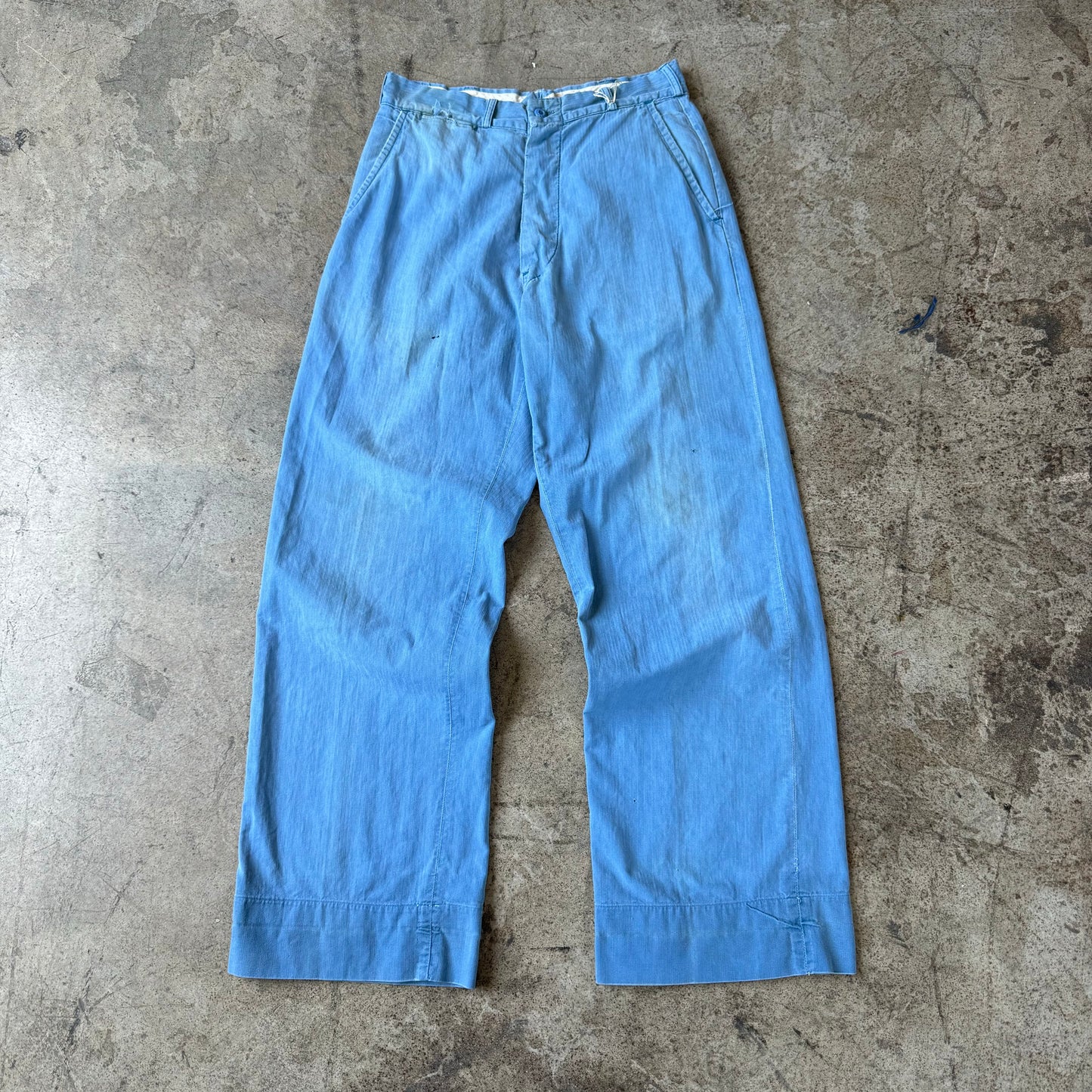 1940S BLUE HBT WIDE LEG CHINOS