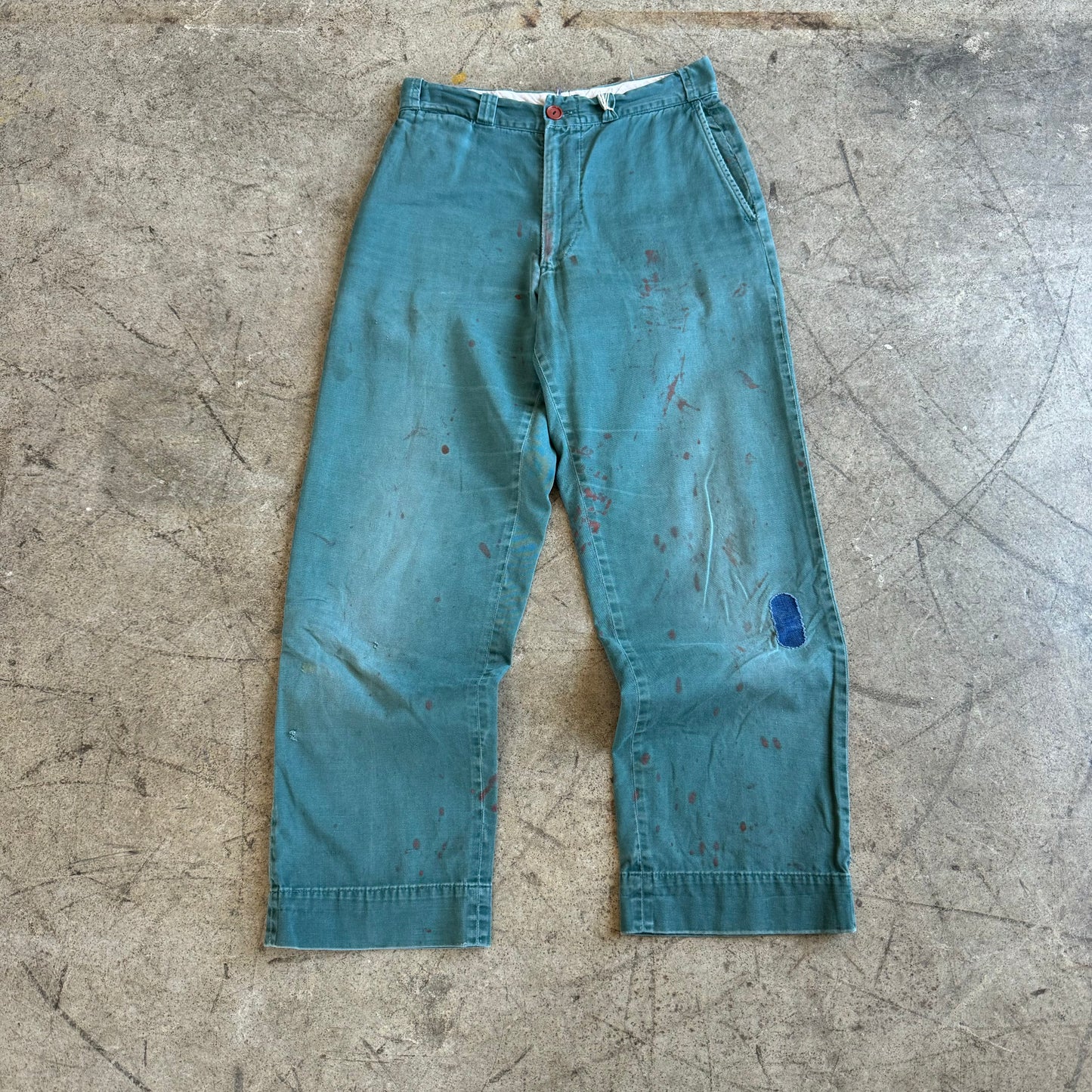 1950S PAINTED GREEN CHINOS