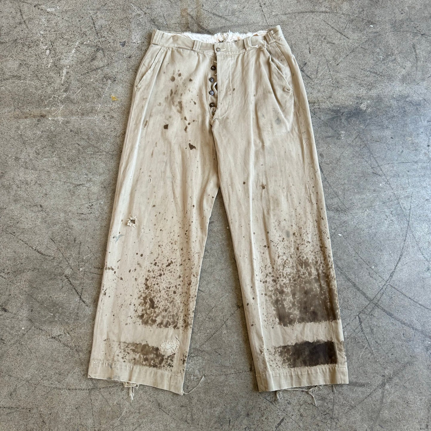 1940S OIL SPLATTERED MILITARY CHINOS (33)