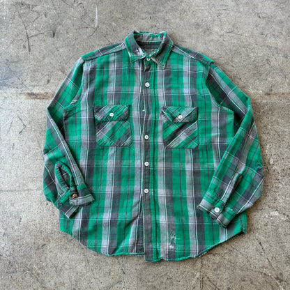 1950'S GREEN WOVEN FLANNEL