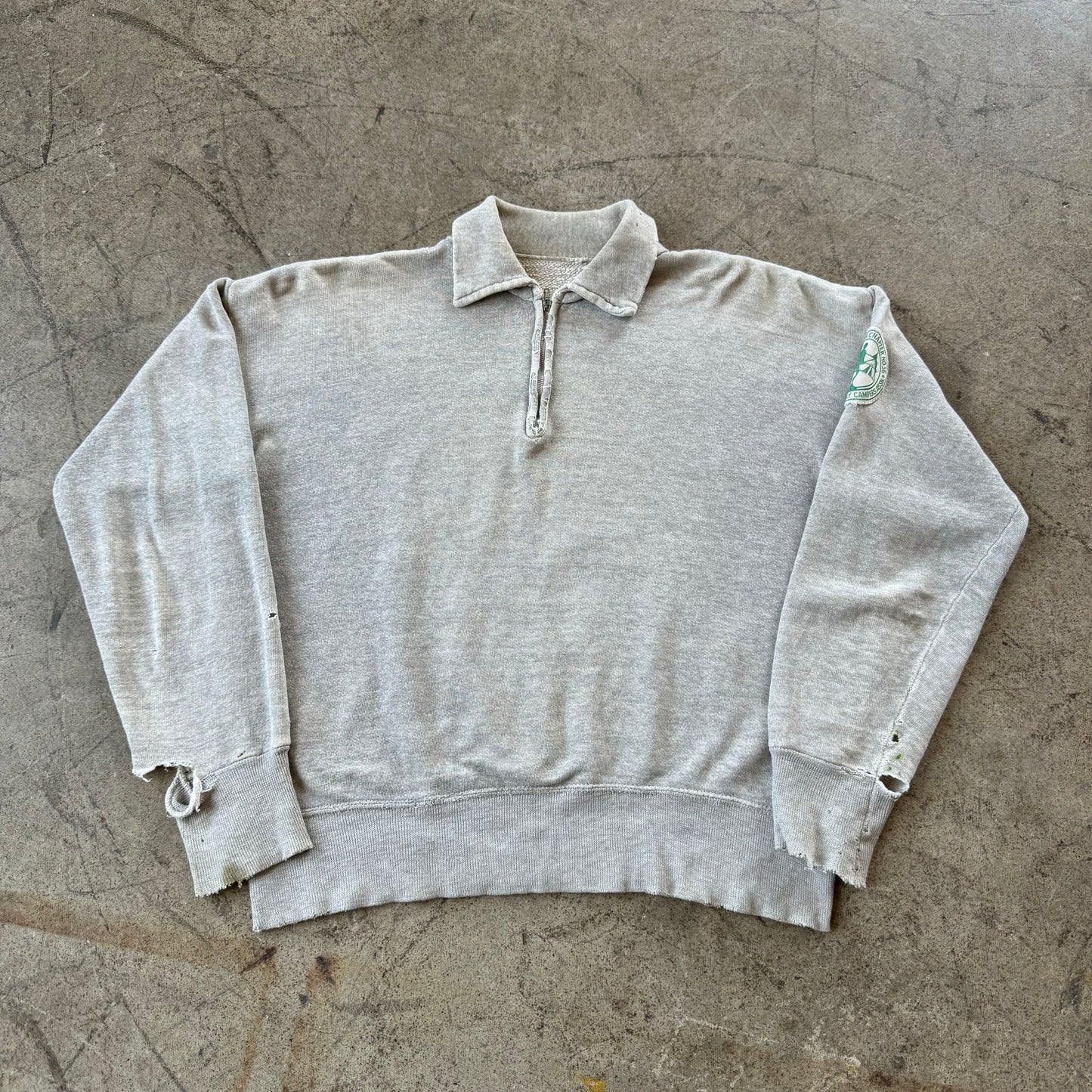 1960'S PATCHED 1/4 ZIP COLLARED SWEAT