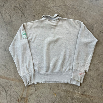 1960'S PATCHED 1/4 ZIP COLLARED SWEAT