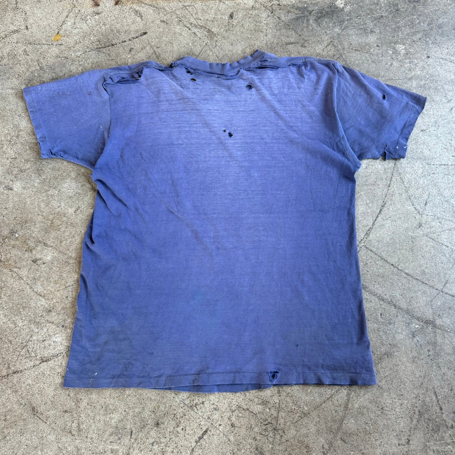 1970'S THRASHED AND PAINTED POCKET TEE