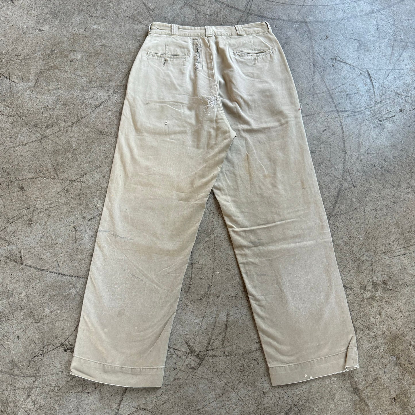 1940'S WW2 DOUBLE KNEE REPAIRED CHINOS