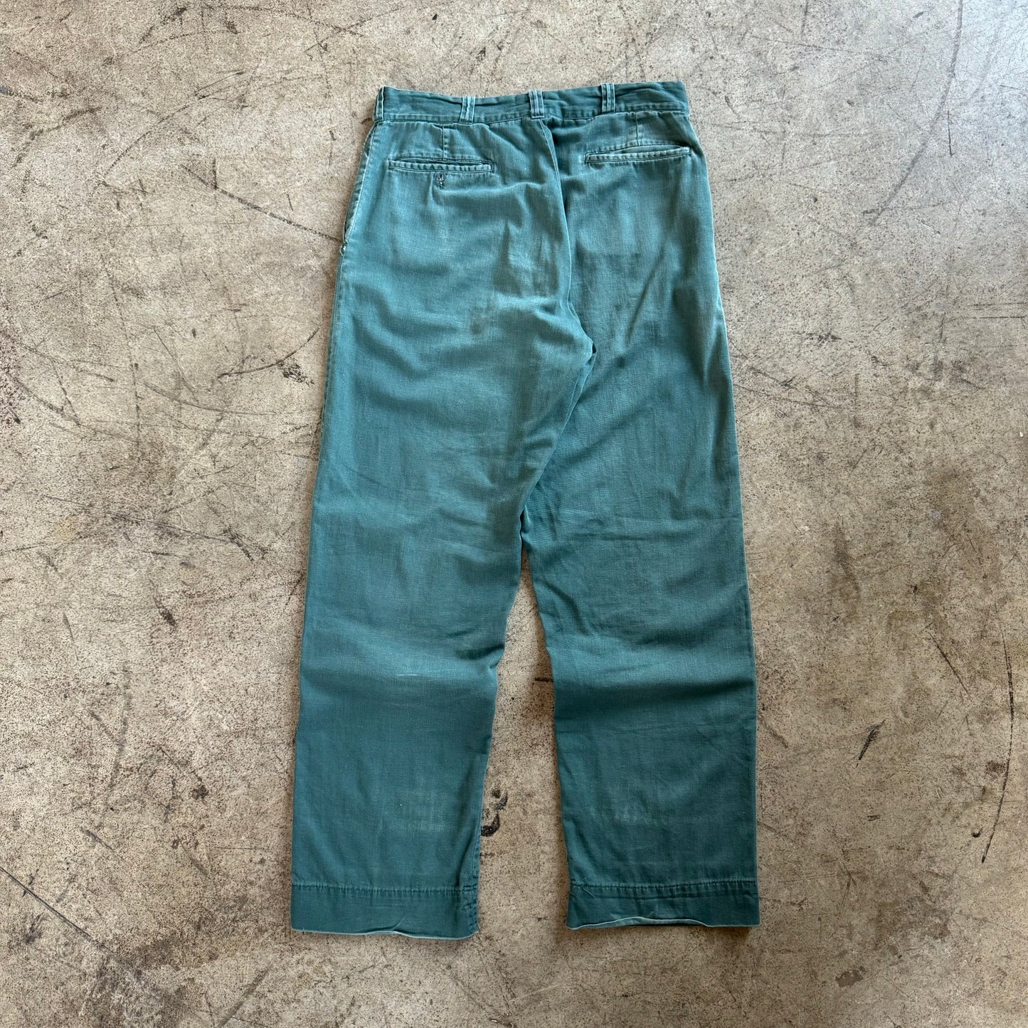 1950'S PATCHED GREEN CHINOS