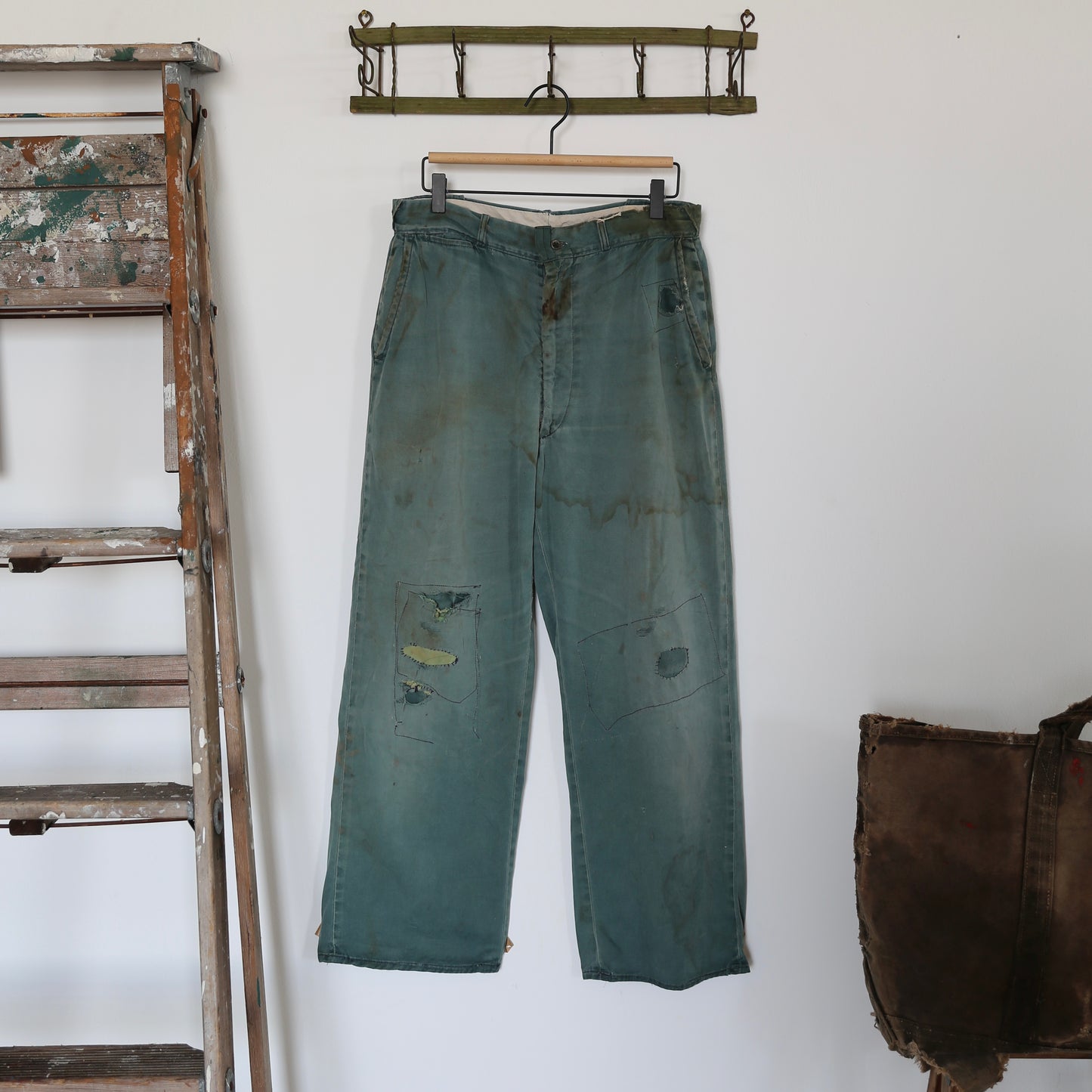 1950S REPAIRED GREEN CHINOS