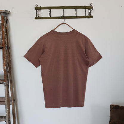 1970'S PAINTED BROWN FADED POCKET TEE