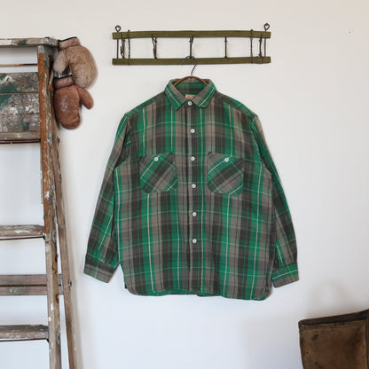 1950'S GREEN WOVEN WINTER KING FLANNEL