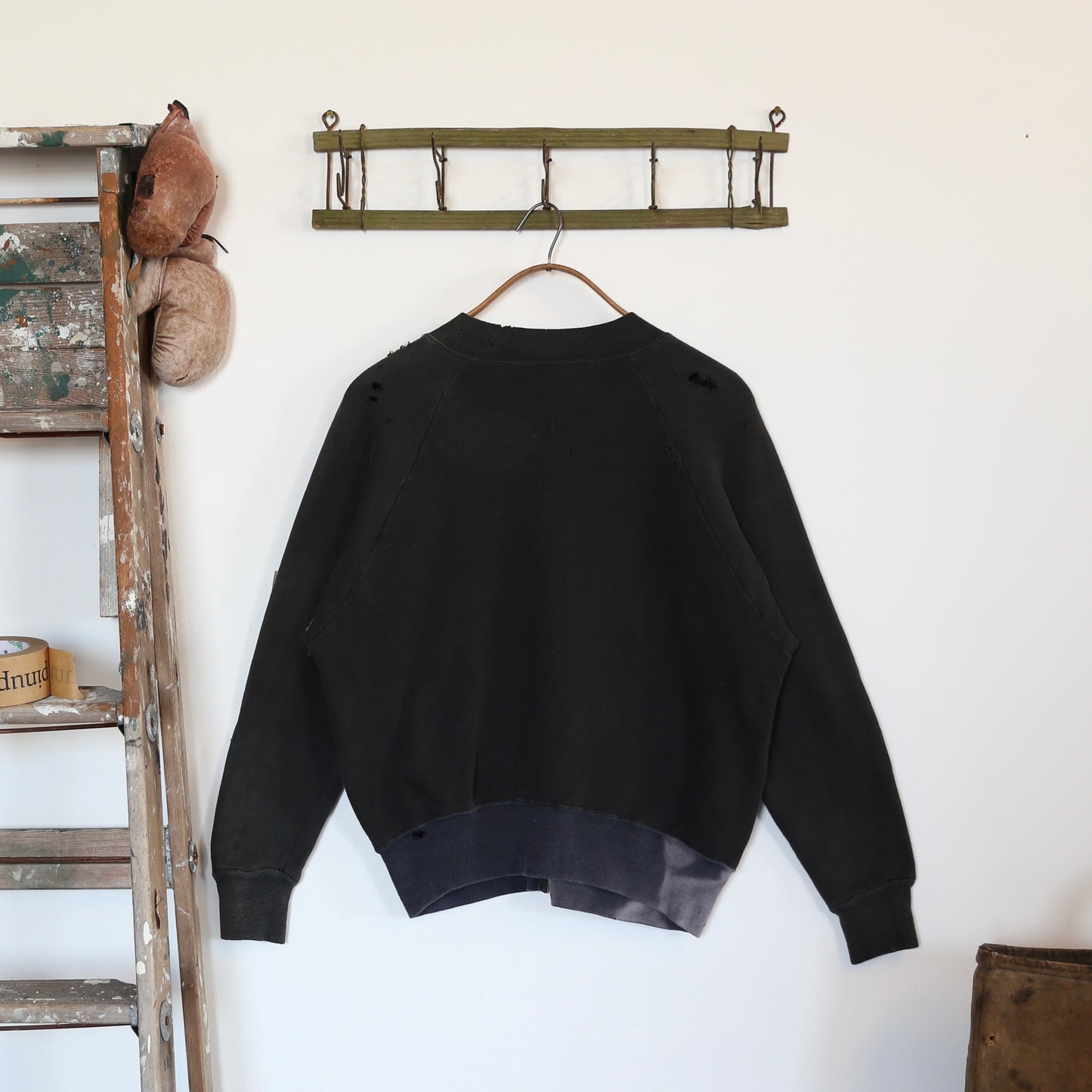 1950'S TWO TONE BLACK ZIP UP SWEAT (L)